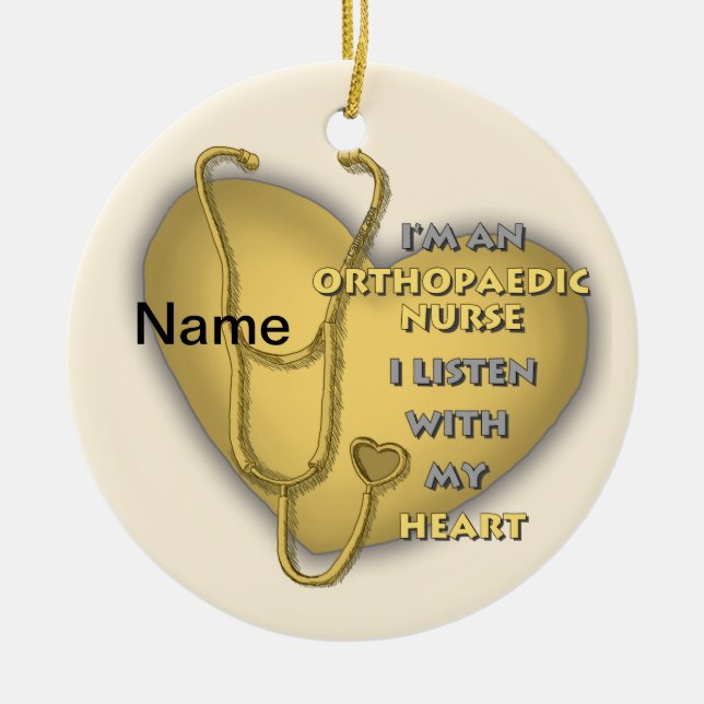 Yellow Heart Orthopedic Nurse  ornament  (Front)