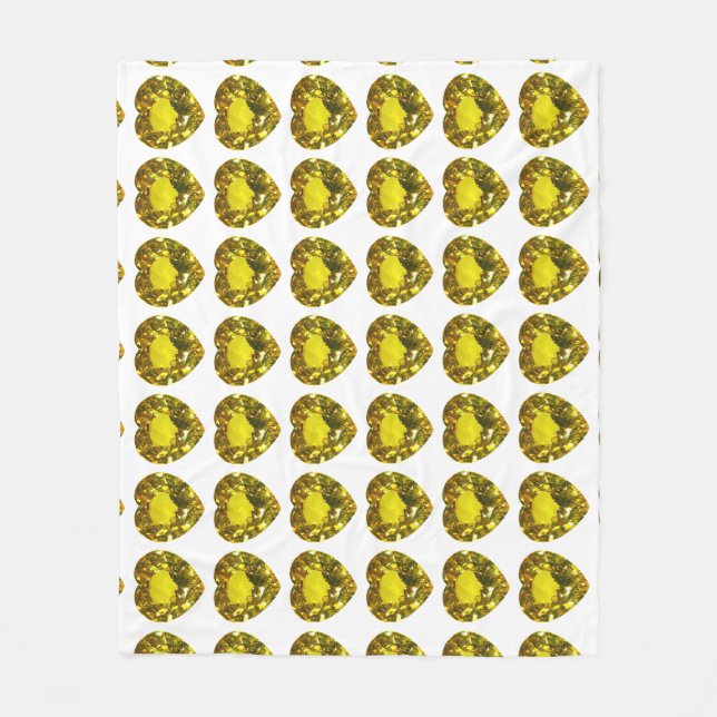 Yellow Heart Pattern Fleece Blanket (Front)
