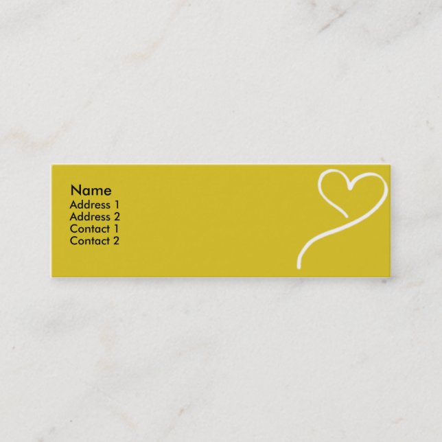 Yellow Heart - skinny Mini Business Card (Front)