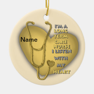Yellow Heart Term Care Nurse Ceramic Ornament