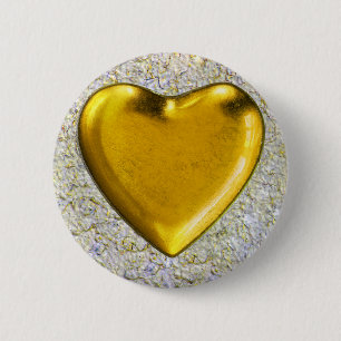 Yellow heart wall background 2 inch round button