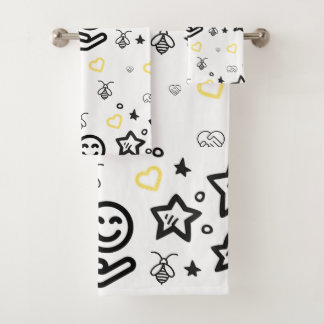 Yellow Hearts Bath Towel | Minimal Love Décor 