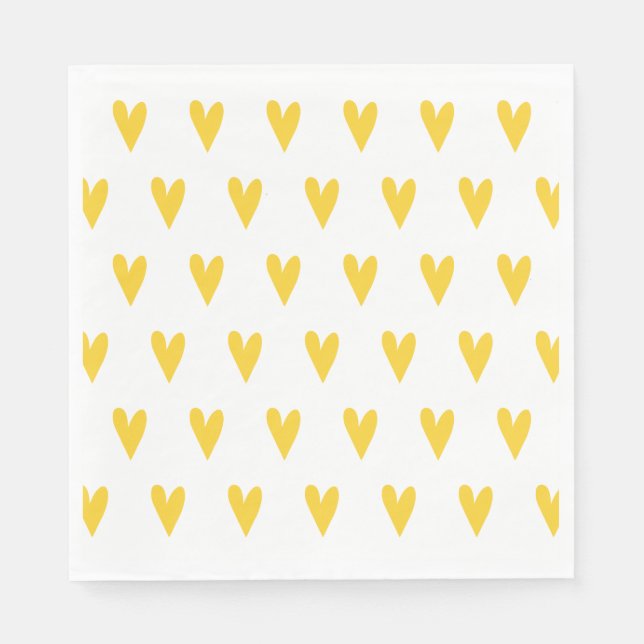 Yellow Hearts Pattern Napkin (Front)