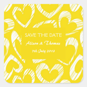 Yellow hearts 'Save the date' Sticker
