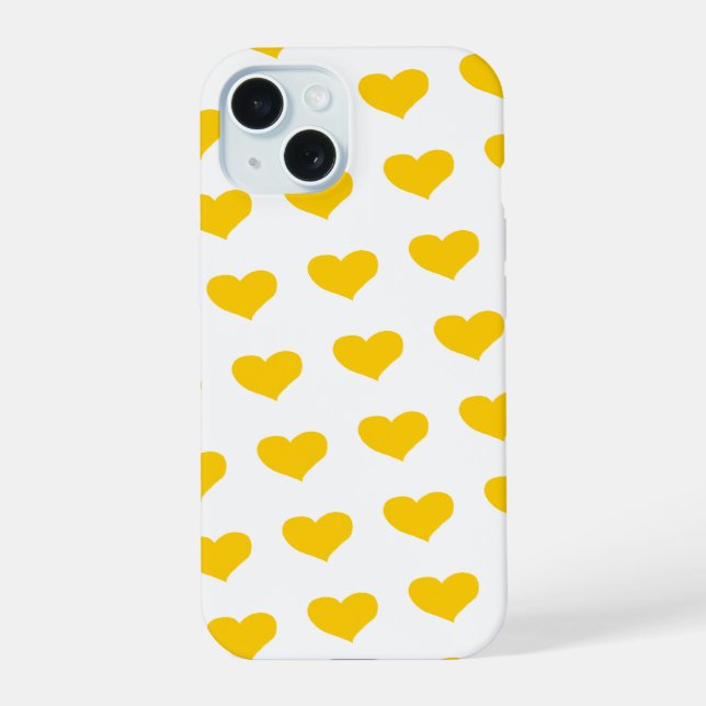 Yellow hearts side by side iPhone 15 case (Back)