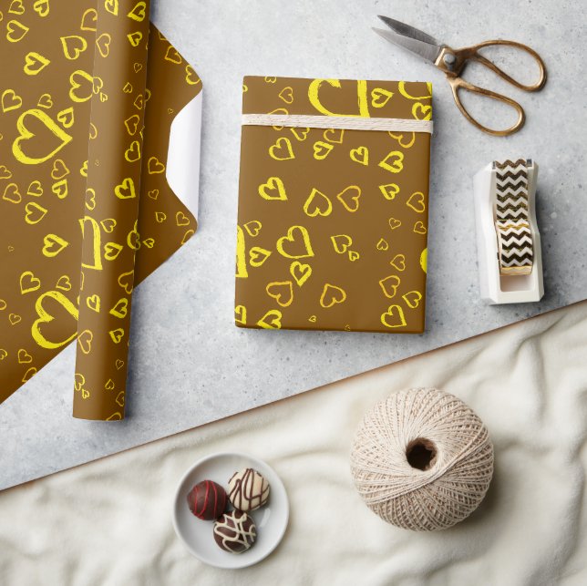 Yellow Hearts Simple Wrapping Paper (Crafts)