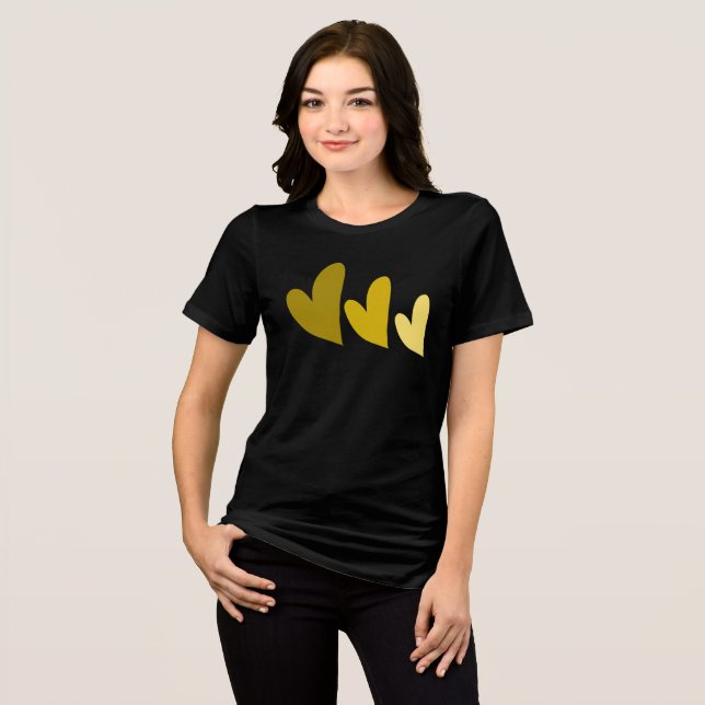 Yellow hearts Tri-Blend shirt (Front Full)