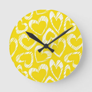 Yellow hearts Wall Clock