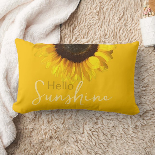 Yellow Hello Sunshine Sunflower Summer  Lumbar Pillow (Blanket)