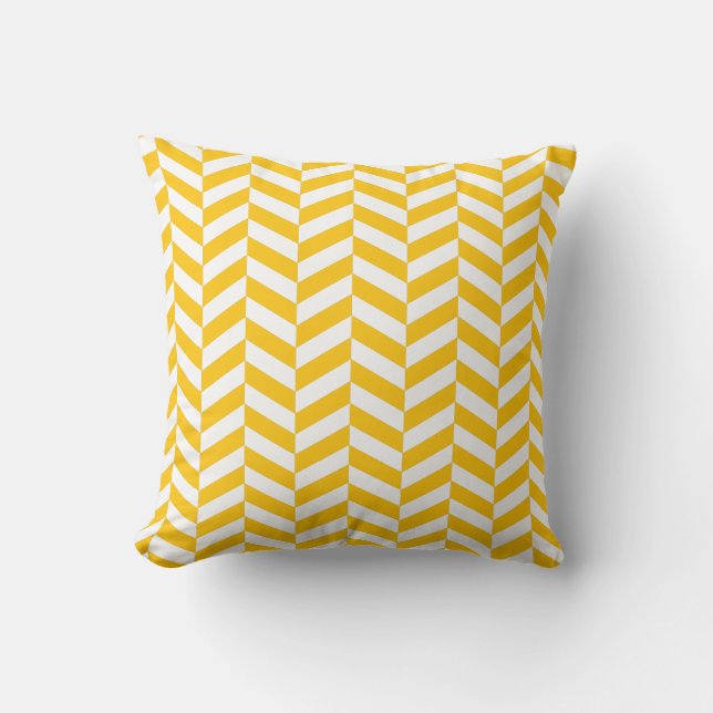 Yellow Herringbone Throw Pillow (Front)