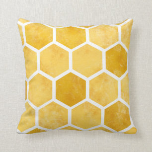 Yellow hexagon honeycomb bee pillow