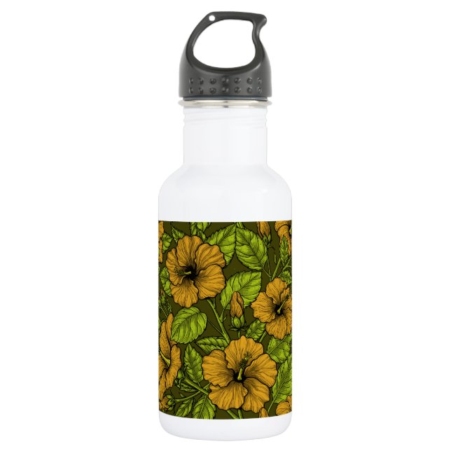 Yellow hibiscus 532 ml water bottle (Front)