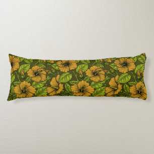 Yellow hibiscus body pillow