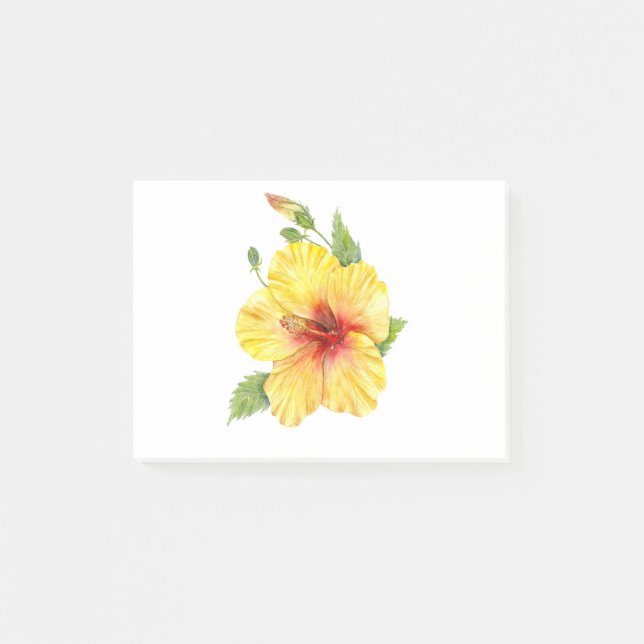 Yellow Hibiscus Botanical Art Post-it Notes (Front)