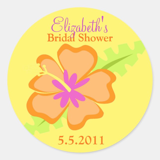 Yellow Hibiscus Customizable Favour Stickers (Front)
