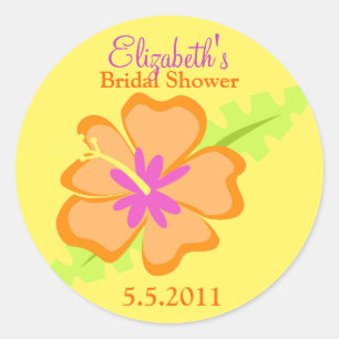 Yellow Hibiscus Customizable Favour Stickers