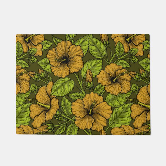 Yellow hibiscus doormat (Front)