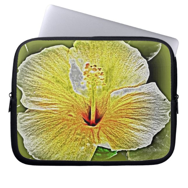 Yellow Hibiscus Electronics Bag (Front)