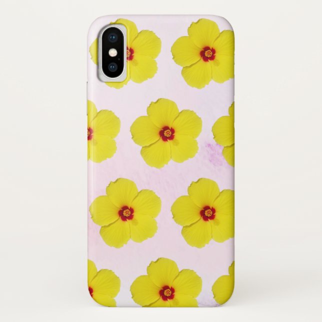 Yellow Hibiscus Flower Art Case-Mate iPhone Case (Back)