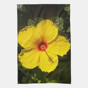 Yellow Hibiscus Flower Kitchen Towel