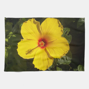 Yellow Hibiscus Flower Kitchen Towel
