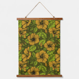 Yellow hibiscus flowers hanging tapestry