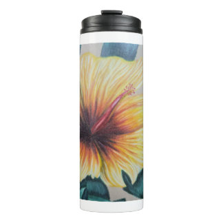 Yellow hibiscus hoodie thermal tumbler