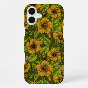 Yellow hibiscus iPhone 16 plus case