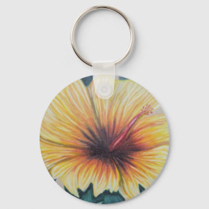 Yellow hibiscus keychain