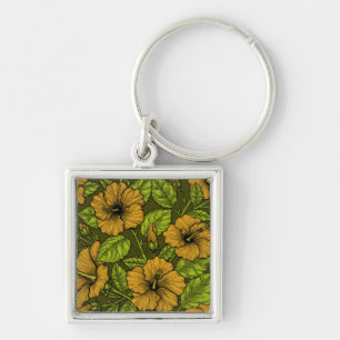 Yellow hibiscus keychain