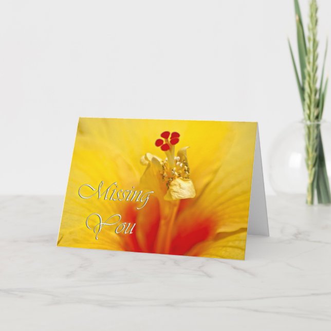 Yellow Hibiscus Miss You Card (Front)