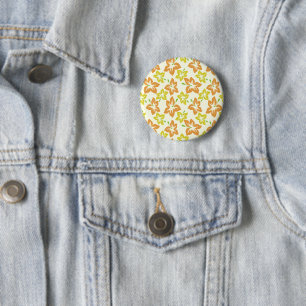 Yellow Hibiscus, Orange Hibiscus, Floral Pattern 2 Inch Round Button