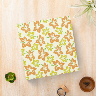 Yellow Hibiscus, Orange Hibiscus, Floral Pattern Binder