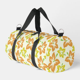 Yellow Hibiscus, Orange Hibiscus, Floral Pattern Duffle Bag