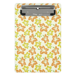 Yellow Hibiscus, Orange Hibiscus, Floral Pattern Mini Clipboard