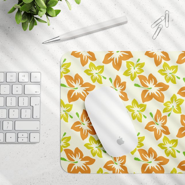 Yellow Hibiscus, Orange Hibiscus, Floral Pattern Mouse Pad (Creator Uploaded)