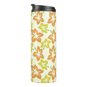 Yellow Hibiscus, Orange Hibiscus, Floral Pattern Thermal Tumbler