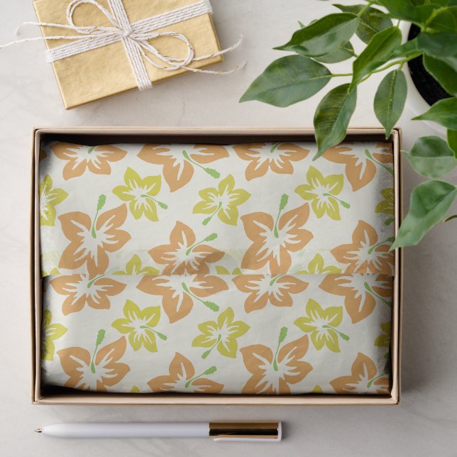 Yellow Hibiscus, Orange Hibiscus, Floral Pattern Tissue Paper (Gift)