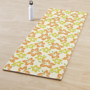 Yellow Hibiscus, Orange Hibiscus, Floral Pattern Yoga Mat