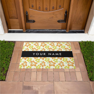 Yellow Hibiscus, Orange Hibiscus, Your Name Doormat
