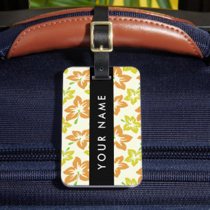 Yellow Hibiscus, Orange Hibiscus, Your Name Luggage Tag