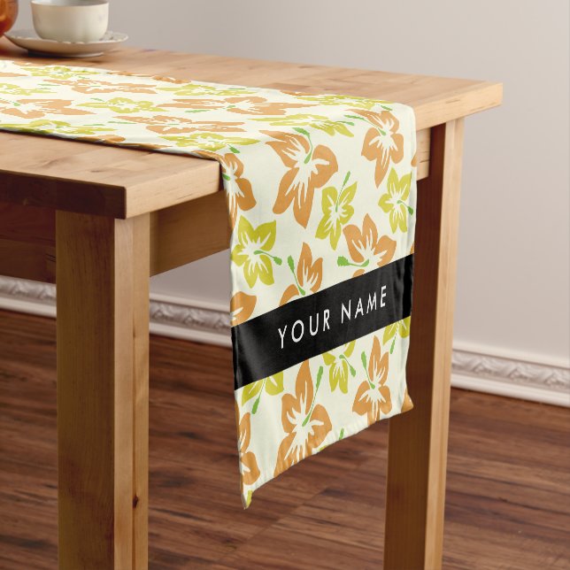 Yellow Hibiscus, Orange Hibiscus, Your Name Short Table Runner (In Situ)