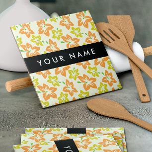 Yellow Hibiscus, Orange Hibiscus, Your Name Tile