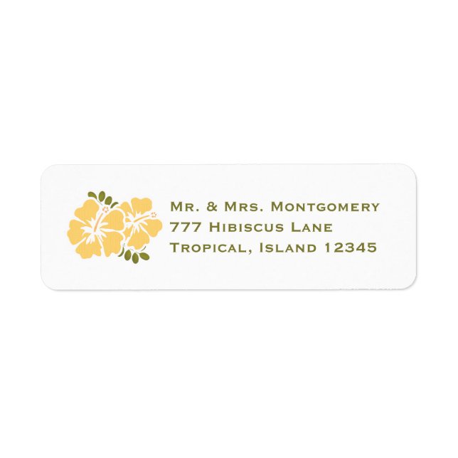 Yellow Hibiscus Return Address Labels Custom (Front)