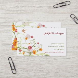 Yellow Hibiscus & Swallows Elegant Floral Garden Business Card