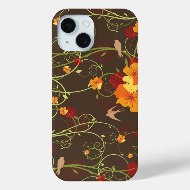 Yellow Hibiscus & Swallows Elegant Floral Garden Case-Mate iPhone Case (Back)