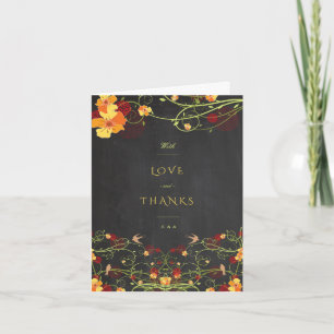 Yellow Hibiscus Swallows Floral Chalkboard Wedding Thank You Card
