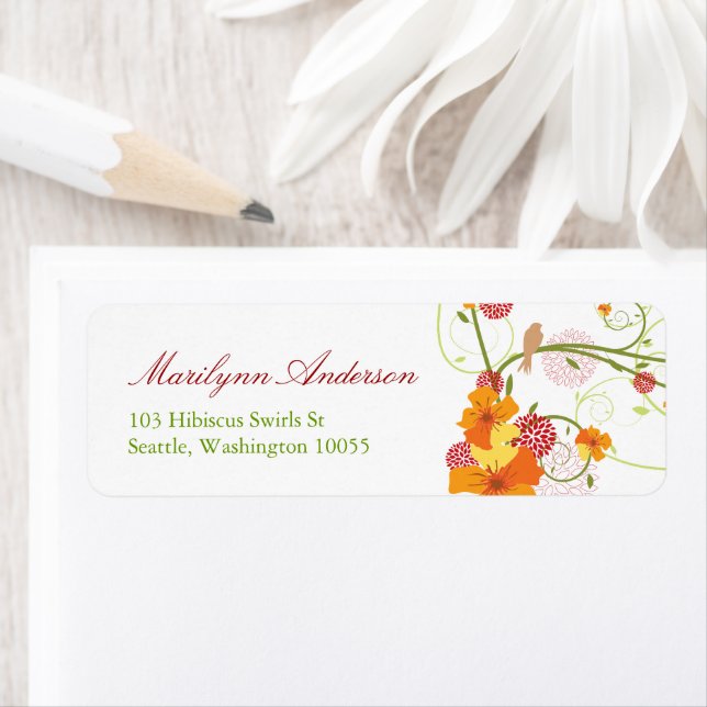 Yellow Hibiscus & Swallows Floral Wedding Address (Insitu)