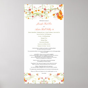Yellow Hibiscus & Swallows Wedding Program Poster