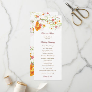 Yellow Hibiscus Swirls & Swallows Floral Wedding Program